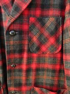 Vintage 50s Mens Wool Pendleton 49er Jacket Red Grey Plaid Sportcoat M 