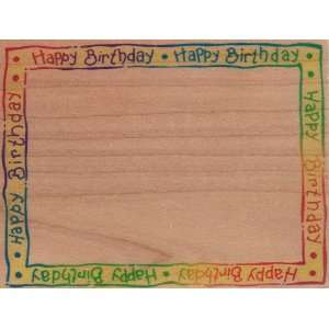  Happy Birthday Frame Wood Mounted Rubber Stamp (JJ937 