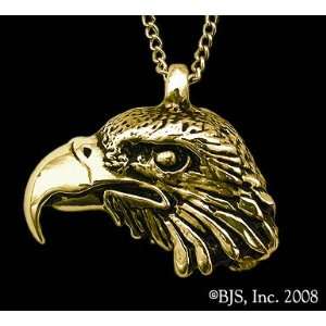 : Eagle Head Necklace, 14k Yellow Gold, 24 Gold Plated Chain, Eagle 