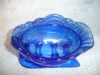 Vintage Westmoreland Santa Sleigh Cobalt Blue Glass  