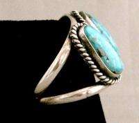 Vintage 1970s Old Pawn Sterling Silver Kingman Turquoise Mens Womens 