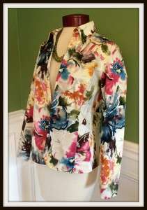 COLDWATER CREEK Womens Watercolor Spring Blazer Jacket Size Small 6 8 
