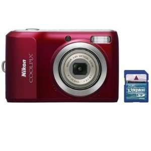 Nikon COOLPIX L20 10 Megapixel Digital Camera (Red) with Kingston 2GB 