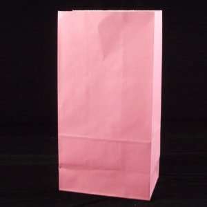  Bulk Solid Color Paper Sack Lunch Bags, Light Pink, 5.3125 
