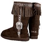 MONTANA WEST BROWN BUCKLE SUEDE FRINGE BOOTS SIZE 10  
