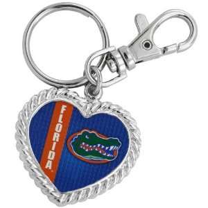 Florida Gators Silvertone Heart Keychain:  Sports 