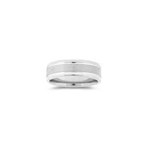  Mens Brushed Wedding Band in 18K White Gold 6.0 Jewelry