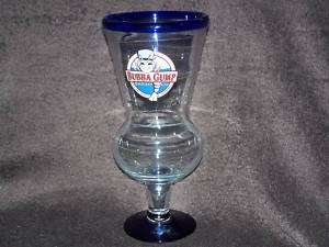 Bubba Gump Hollywood Restaurant Glass Cup Cobalt Blue Trim Free US 