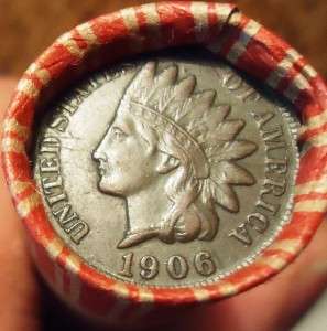 Wheat Cent Roll w/ 1865 3 Cent Nickel & EF 1906 IH Cent ends (L94 