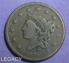 1836 matron head large cent early date copper cent es