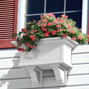  Irrigated 24 Inch Customizable Window Boxes in White Patio, Lawn
