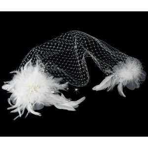  Bridal Feather Accent Russian Style Cage Veil Jewelry