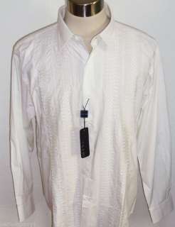 TULLIANO, 100% Cotton L/S Embroidered Shirt  White XXL  