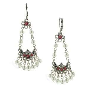  Siam Red Vintage Pearl Chandelier Earrings Jewelry