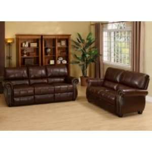  Ashley Italian Leather Sofa and Loveseat in Burgundy By 
