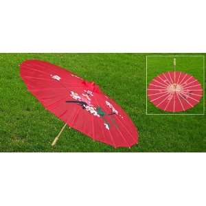  Red Rain Sun Classical Umbrella Flower Pattern Patio, Lawn & Garden