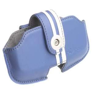  Leather Side Pouch for T Mobile Sidekick Phone, Blue/White 