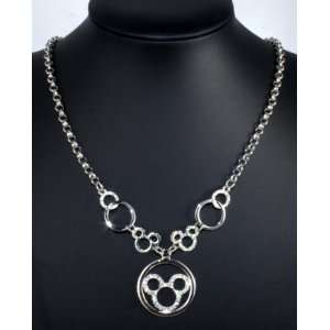   Silver Crystal Disneys Mickey Mouse Outline Necklace Jewelry