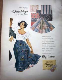 1951 Ely & Walker Quadriga Cloth Square Dance Prints Ad  