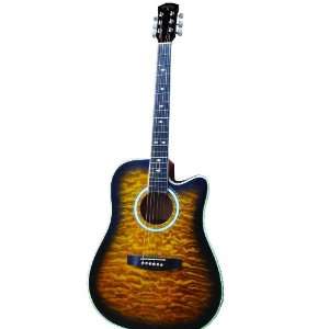    TBQ Acoustic Electric Guitar   Tobacco Sunburst: Musical Instruments
