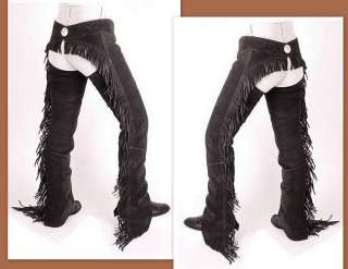 Black Suede Horse Ride Drive Western Show Leather Chaps  
