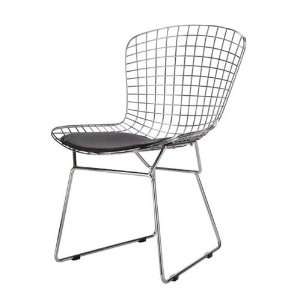   Modern Bertoia Style Wire Side Chair in Black