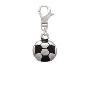  Silver Soccerball Two Sided Clip On Charm Arts, Crafts & Sewing