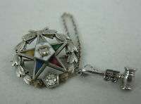 Vintage Masonic 14k WG Pin Brooch with 55 Gavel  