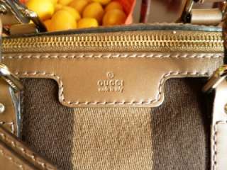 100% Authentic Gucci Camel Suede Vintage Web Boston Bag 247205  