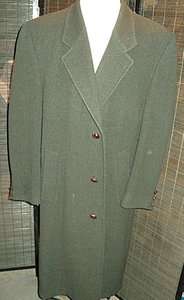 D23 L Wool KASPER OVERCOAT Top coat check mens green & black leather 