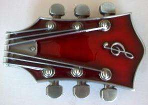 NEW ELECTRIC GUITAR HEADSTOCK MUSIC RED BELT BUCKLE  