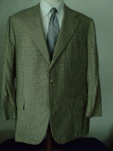 MINT $6200 KITON 3BTN 100% Cashmere Tan Grid Coat Jacket 46 R  