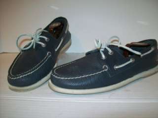   Blue Leather Top  Sider Boat / Deck Shoes Sz 9.5 M NICE  