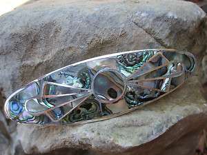   INLAY ALPACA SILVER HAIR BARRETTE MEXICO HAND CRAFTED AB007 NEW  