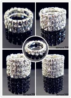   RHINESTONE STRETCH Rings 1 ROW ~ 5 ROW Bridal Jewelry Gift  