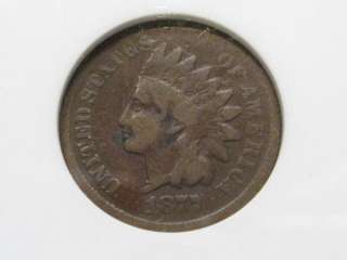 1877 Indian Head Cent. Key date penny. ANACS VG 8 details. FREE s/h/i 