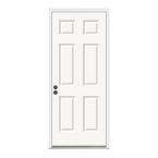 80 in. White Prehung Right Hand Inswing Premium 6 Panel Entry Door 