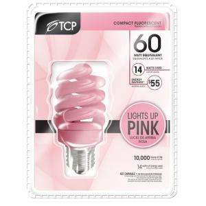 TCP 14 Watt (60W) Pink CFL Light Bulb 14FSPINK at The Home Depot 