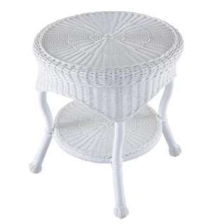 Kingman Bayside White All Weather Wicker Patio End Table 310101 at The 