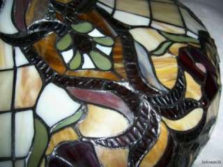   OLDER LEADED STAINED GLASS LAMP SHADE SIGNED SPECTRUM FREE SHIP  