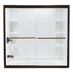   16 in. Frameless By pass Shower Door in Deep Bronze withSmooth/Clear