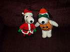 LOT OF 2 SNOOPYS HOLIDAY PLUSH DOLL FIGURES XMAS HALLOWEEN