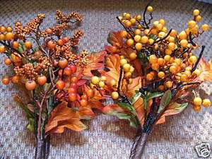 Fall Oak Leaf w/Berries Pick  Fall Wedding Accents  