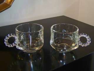 Vtg 4 Pc Set Boopie~Clear Glass Luncheon Snack Plates & Cups~Anchor 