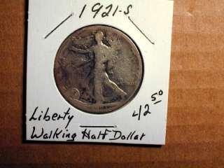 Liberty Walking Half Dollar 1921 S.GradeGood.*Problemstains.