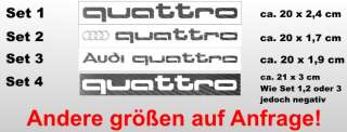 Carbon Audi quattro Schriftzug Aufkleber 20 cm lang  