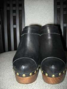 CHANEL Runway Wood Platfrom Clogs Mule Shoes Black 40.5  