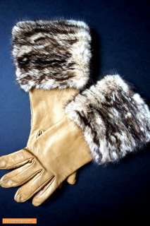   . PRADA Lamb Skin Leather Mink Winter Gloves Made ITALY $690  