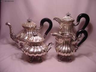 Antique Italian 800 Silver Beautifully Sculptured 4pc Tea & Coffee Set 
