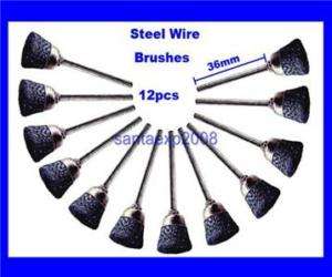 12 wire brushes for Dremel Foredom locksmith steel cup  